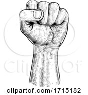 Fist In The Air Vintage Propaganda Poster Style