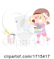 Kid Girl Clean Bathroom Illustration