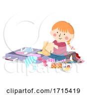 Poster, Art Print Of Kid Girl Pack Her Own Luggage Illustration