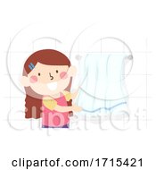 Poster, Art Print Of Kid Girl Task Chores Hang Towel Illustration