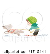 Poster, Art Print Of Kid Boy Skijoring Illustration