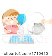 Poster, Art Print Of Kid Girl Fill The Balloon Bottle Illustration