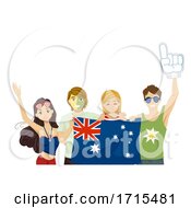 Poster, Art Print Of Teens Australian Sports Flag Cheer Illustration