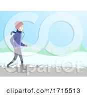 Poster, Art Print Of Man Winter Jogging Illustration