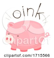 Poster, Art Print Of Pig Onomatopoeia Sound Oink Illustration
