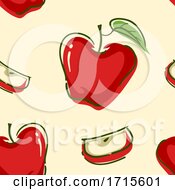 Poster, Art Print Of Seamless Red Apple Background Illustration