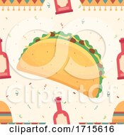 Poster, Art Print Of Seamless Taco And Sauce Background Illustration
