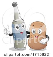 Poster, Art Print Of Mascot Wine Bottle Potato Brannvin Illustration