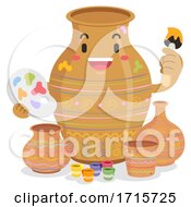 Mascot Jar Painting Pots Illustration