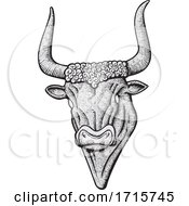 Black And White Minotaur Head by Any Vector