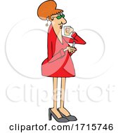 Cartoon Lady Drinking Whiskey And Smoking