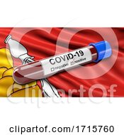 Poster, Art Print Of Flag Of Voronezh Oblast Waving In The Wind With A Positive Covid 19 Blood Test Tube