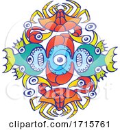 Poster, Art Print Of Symmetric Pattern Made Of Sea Creatures