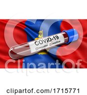 Poster, Art Print Of Flag Of Kostroma Oblast Waving In The Wind With A Positive Covid 19 Blood Test Tube