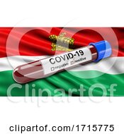 Poster, Art Print Of Flag Of Kaluga Oblast Waving In The Wind With A Positive Covid 19 Blood Test Tube