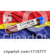 Poster, Art Print Of Flag Of Kaliningrad Oblast Waving In The Wind With A Positive Covid 19 Blood Test Tube