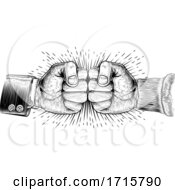 Fists Punching Vintage Woodcut Style Concept