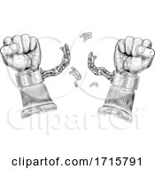Poster, Art Print Of Hands Breaking Chain Shackle Handcuffs