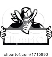 Poster, Art Print Of Outlaw Or Bandit Wearing Face Mask Bandana Covering His Face Holding A Sig