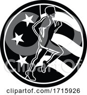 Poster, Art Print Of Male Marathon Runner In An American Circle