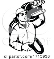 Poster, Art Print Of Electrician With A Giant Plug Over His Shoulder
