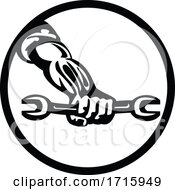 Poster, Art Print Of Mechanic Hand Holding Out Spanner Wrench