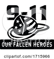 Fireman Hat 911 Fallen Heroes Black And White Retro