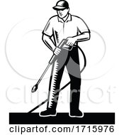Poster, Art Print Of Retro Male Pressure Washer Worker