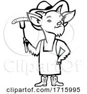 Poster, Art Print Of Black And White Billy Goat Barbecue Chef Holding A Sausage