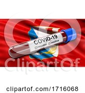 Poster, Art Print Of Flag Of Sevastopol Waving In The Wind With A Positive Covid 19 Blood Test Tube