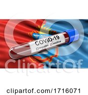 Poster, Art Print Of Flag Of Tambov Oblast Waving In The Wind With A Positive Covid 19 Blood Test Tube