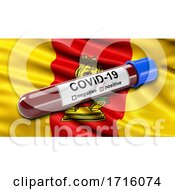 Poster, Art Print Of Flag Of Tver Oblast Waving In The Wind With A Positive Covid 19 Blood Test Tube