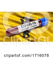 Poster, Art Print Of Flag Of Yaroslavl Oblast Waving In The Wind With A Positive Covid 19 Blood Test Tube