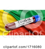 Poster, Art Print Of Flag Of Zabaykalsky Krai Waving In The Wind With A Positive Covid 19 Blood Test Tube