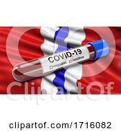 Poster, Art Print Of Flag Of Omsk Oblast Waving In The Wind With A Positive Covid 19 Blood Test Tube