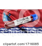Poster, Art Print Of Flag Of Magadan Oblast Waving In The Wind With A Positive Covid 19 Blood Test Tube