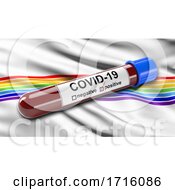 Poster, Art Print Of Flag Of The Jewish Autonomous Oblast Waving In The Wind With A Positive Covid 19 Blood Test Tube