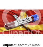 Poster, Art Print Of Flag Of Chelyabinsk Oblast Waving In The Wind With A Positive Covid 19 Blood Test Tube