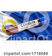 Poster, Art Print Of Flag Of Chukotka Autonomous Okrug Waving In The Wind With A Positive Covid 19 Blood Test Tube