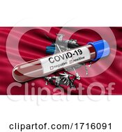 Poster, Art Print Of Flag Of Moscow Waving In The Wind With A Positive Covid 19 Blood Test Tube