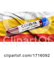 Poster, Art Print Of Flag Of Ryazan Oblast Waving In The Wind With A Positive Covid 19 Blood Test Tube
