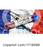 Poster, Art Print Of Flag Of Novgorod Oblast Waving In The Wind With A Positive Covid 19 Blood Test Tube