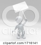 Poster, Art Print Of 3d Morph Man With Sign Protesting