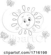 Poster, Art Print Of Cheery Sun And Butterflies