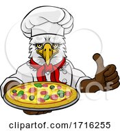 Poster, Art Print Of Eagle Pizza Chef Cartoon Restaurant Mascot Sign