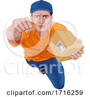 Poster, Art Print Of Delivery Superhero Delivering Package Parcel