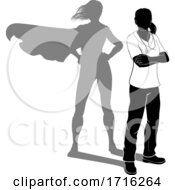 Doctor Nurse Woman Silhouette Scrubs Super Hero