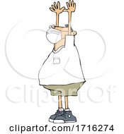 Cartoon Man Wearing A Mask And Holding His Arms Up