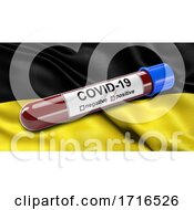 Poster, Art Print Of Flag Of Baden Wuerttemberg Waving In The Wind With A Positive Covid 19 Blood Test Tube