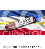 Poster, Art Print Of Flag Of Mecklenburg Vorpommern Waving In The Wind With A Positive Covid 19 Blood Test Tube